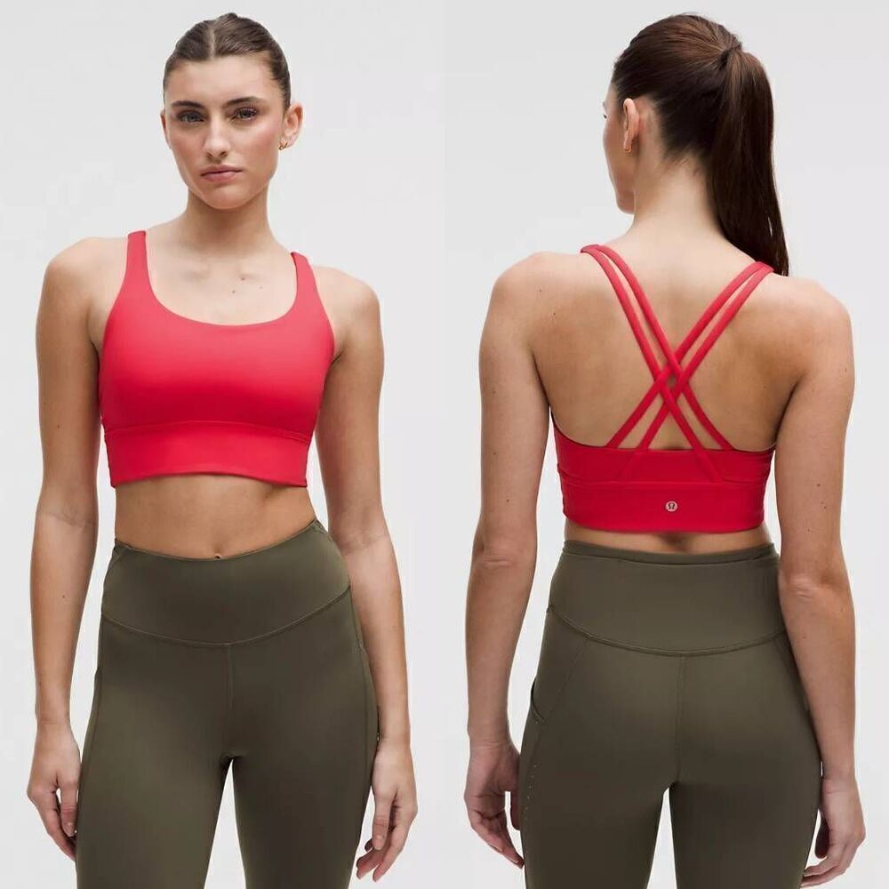 lululemon Energy Longline Bra Medium Support Sz 10 Red